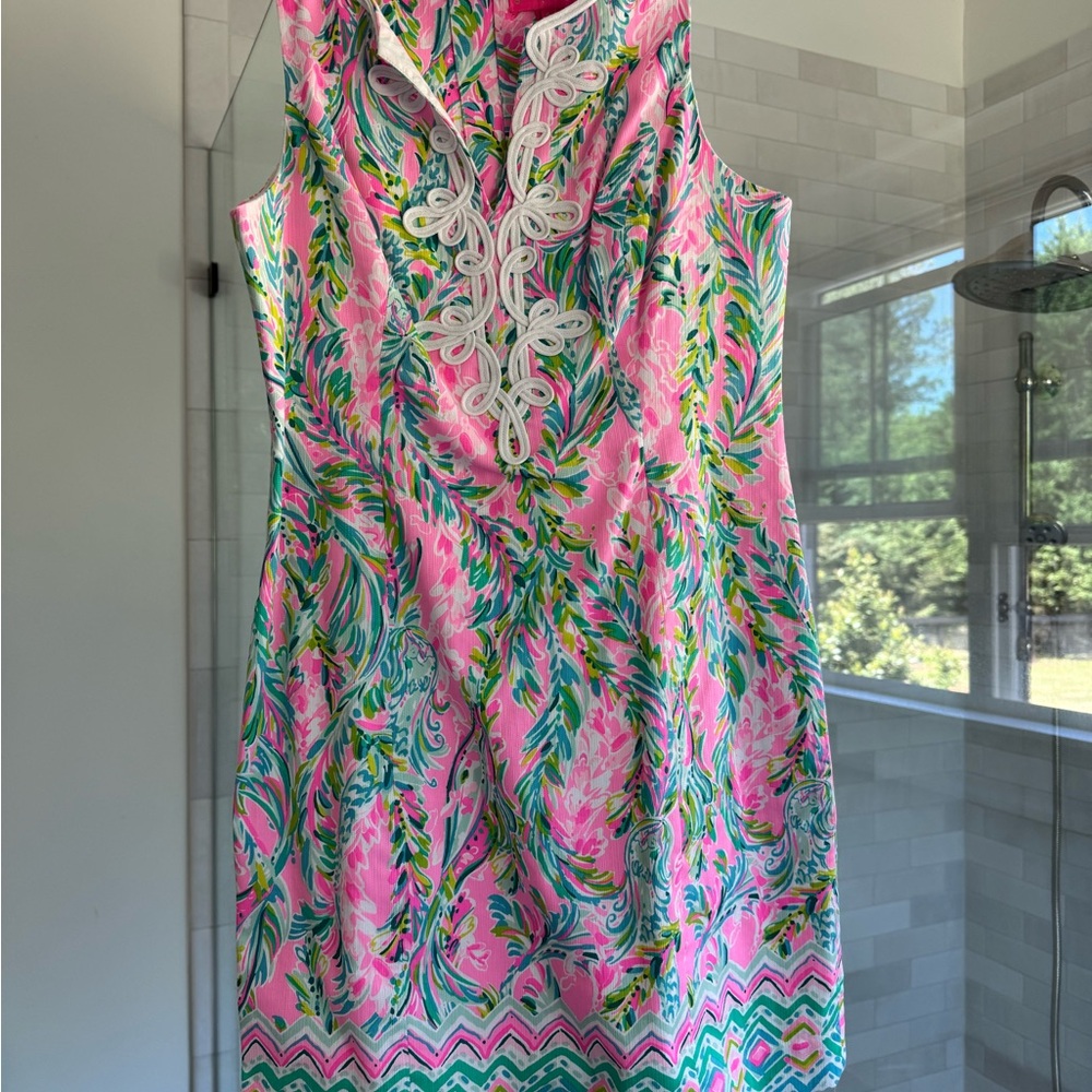 Pink and Green Sleeveless Dress